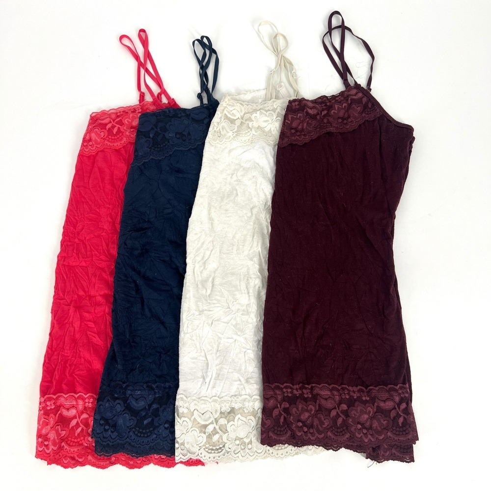 Maurices Womens Lace Trim Camisole Tank Top Set of 4 Pink Blue Cream Burgundy M